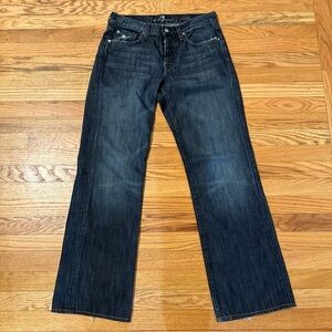 7 For All Mankind Relaxed Fit Blue Jeans Mens Medium Wash Button Fly Size 30